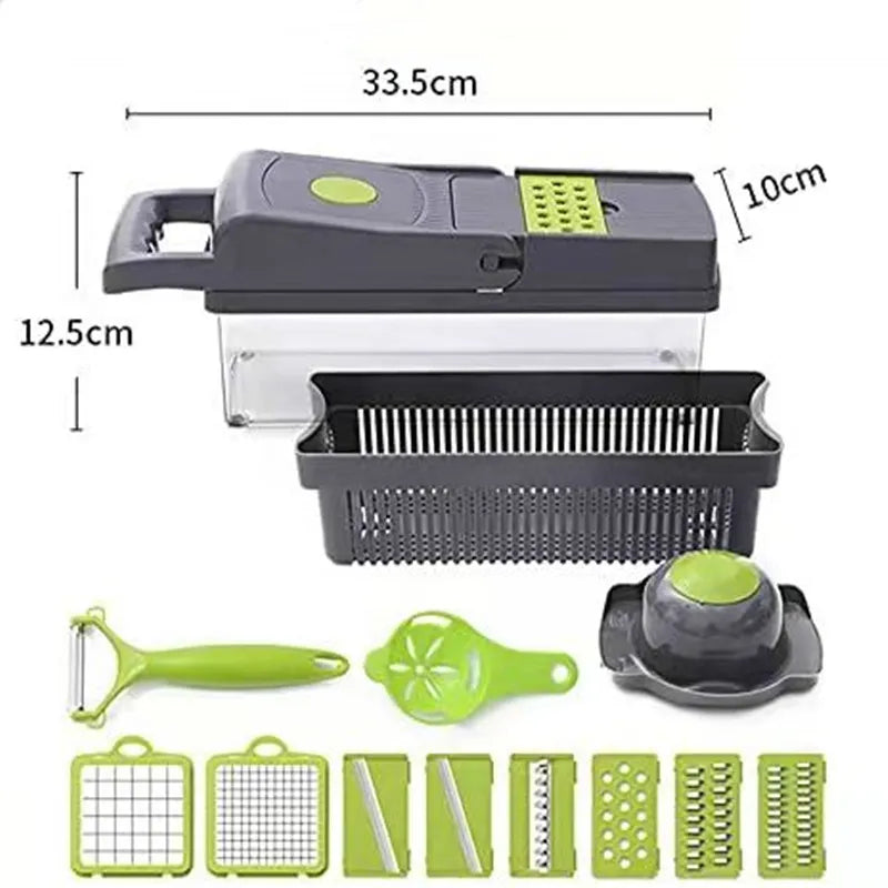 16-in-1 Vegetable Chopper – Multi-Functional Dicer & Slicer with Storage Container