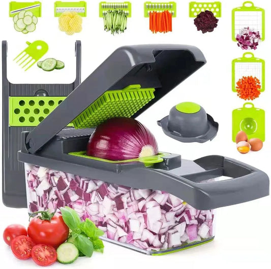 16-in-1 Vegetable Chopper – Multi-Functional Dicer & Slicer with Storage Container