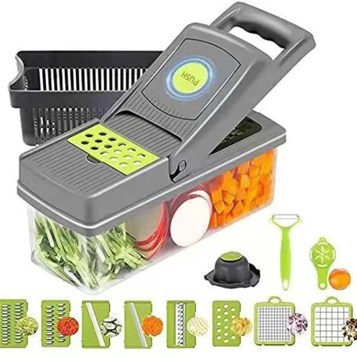 16-in-1 Vegetable Chopper – Multi-Functional Dicer & Slicer with Storage Container