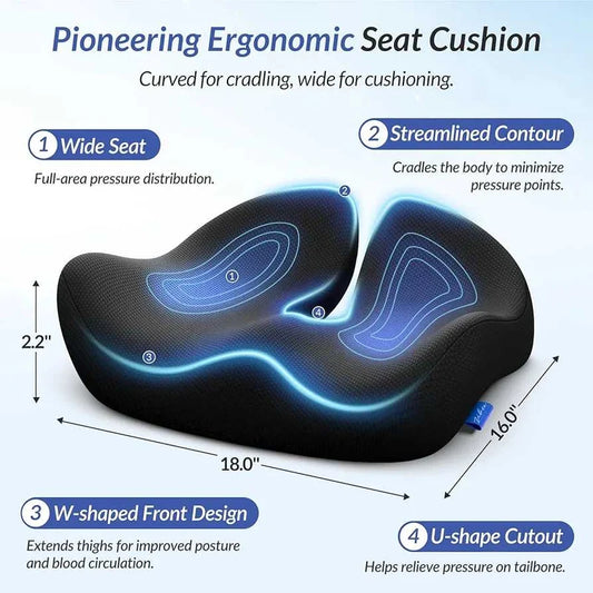 Ergonomic Seat Cushion – Memory Foam Comfort & Support